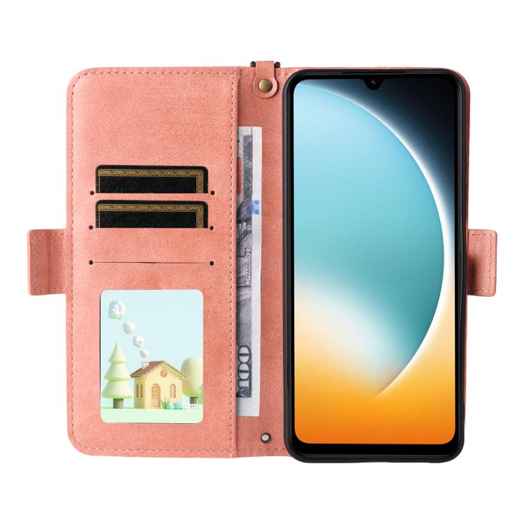For Xiaomi Poco C71 / Redmi A5 4G 171.7mm Multi-card Slots Crossbody Cowhide Leather Phone Case