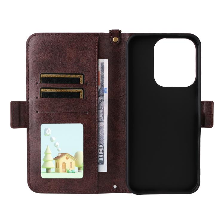 For Redmi 15C 5G / 4G Global 171mm / Poco C85 4G Multi-card Slots Crossbody Cowhide Leather Phone Case