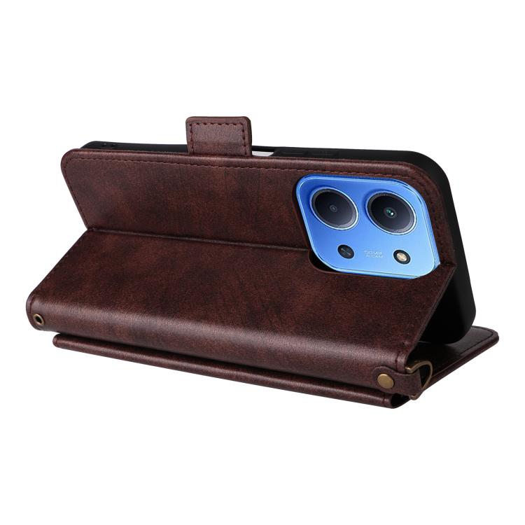 For Redmi 15C 5G / 4G Global 171mm / Poco C85 4G Multi-card Slots Crossbody Cowhide Leather Phone Case
