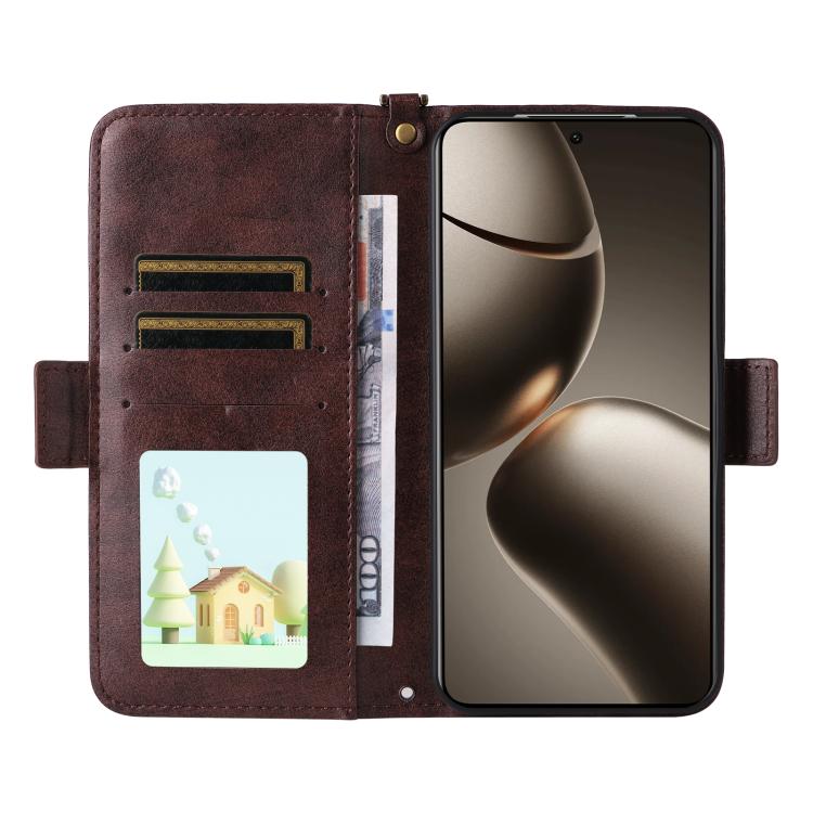 For Xiaomi 15T Pro 5G Multi-card Slots Crossbody Cowhide Leather Phone Case