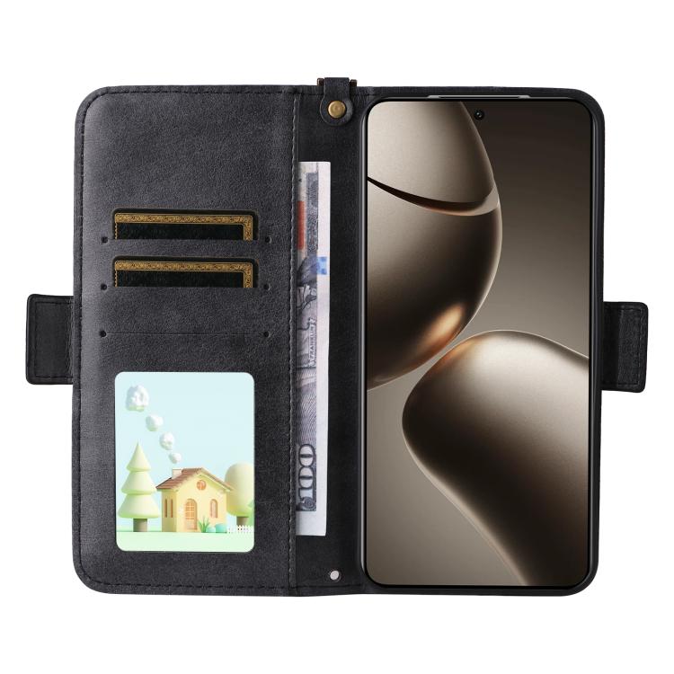 For Xiaomi 15T Pro 5G Multi-card Slots Crossbody Cowhide Leather Phone Case