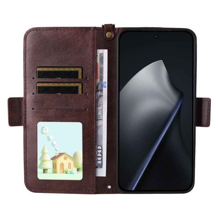For Xiaomi 15T 5G Multi-card Slots Crossbody Cowhide Leather Phone Case