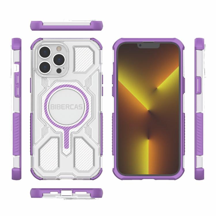 For iPhone 13 Pro Max BIBERCAS Transparent Color Series MagSafe Air Bag Shockproof Phone Case