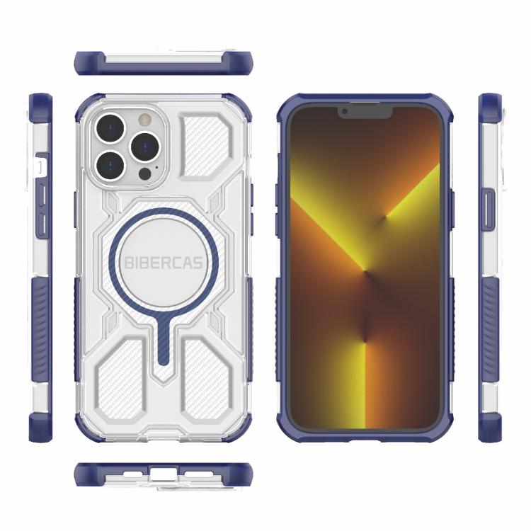 For iPhone 13 Pro Max BIBERCAS Transparent Color Series MagSafe Air Bag Shockproof Phone Case