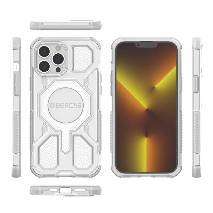 For iPhone 13 Pro Max BIBERCAS Transparent Color Series MagSafe Air Bag Shockproof Phone Case
