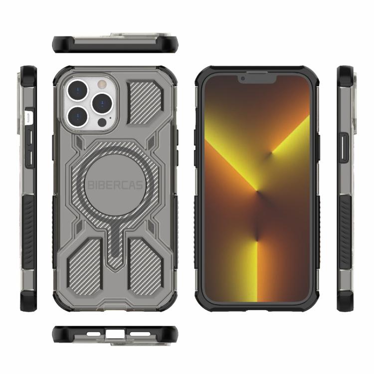 For iPhone 13 Pro Max BIBERCAS Transparent Color Series MagSafe Air Bag Shockproof Phone Case