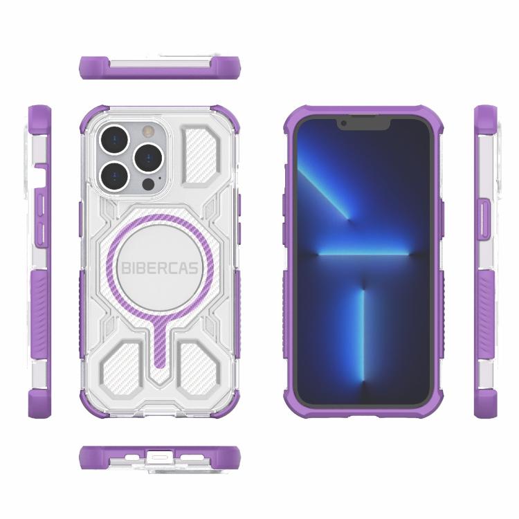 For iPhone 13 Pro BIBERCAS Transparent Color Series MagSafe Air Bag Shockproof Phone Case