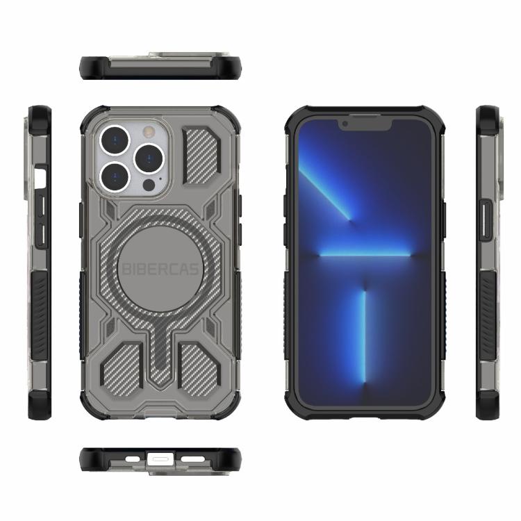 For iPhone 13 Pro BIBERCAS Transparent Color Series MagSafe Air Bag Shockproof Phone Case