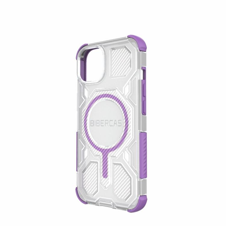 For iPhone 13 / 14 BIBERCAS Transparent Color Series MagSafe Air Bag Shockproof Phone Case