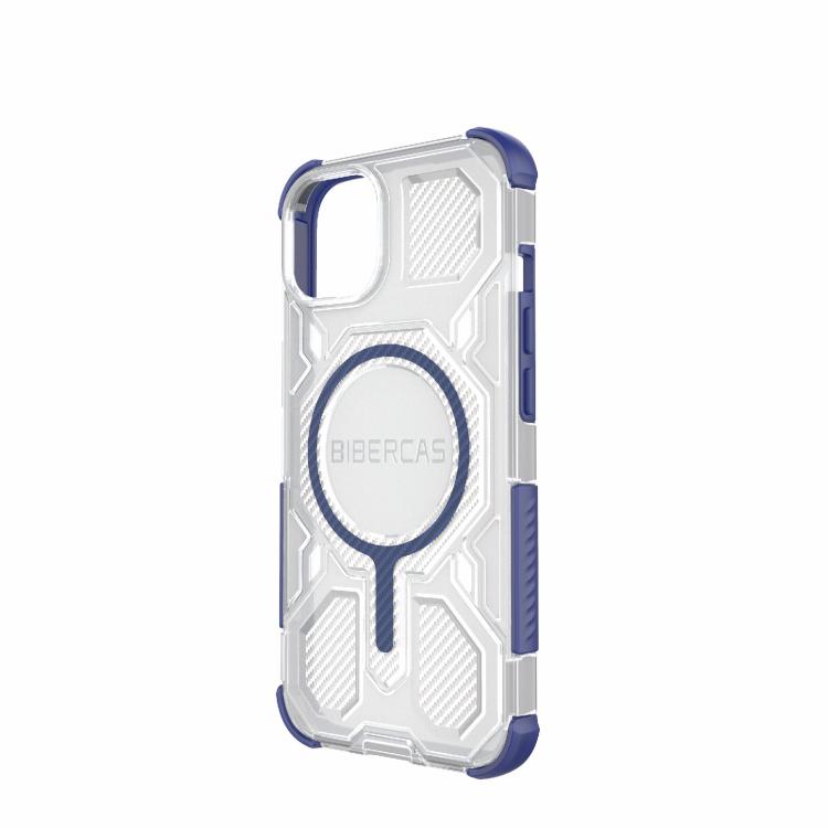 For iPhone 13 / 14 BIBERCAS Transparent Color Series MagSafe Air Bag Shockproof Phone Case