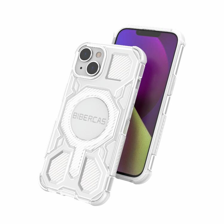 For iPhone 13 / 14 BIBERCAS Transparent Color Series MagSafe Air Bag Shockproof Phone Case