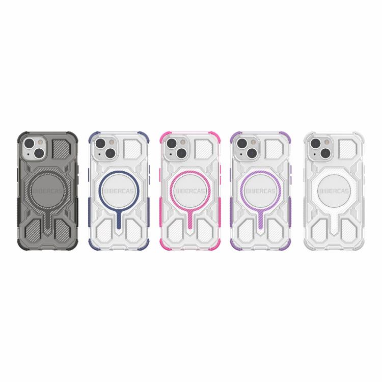 For iPhone 13 / 14 BIBERCAS Transparent Color Series MagSafe Air Bag Shockproof Phone Case