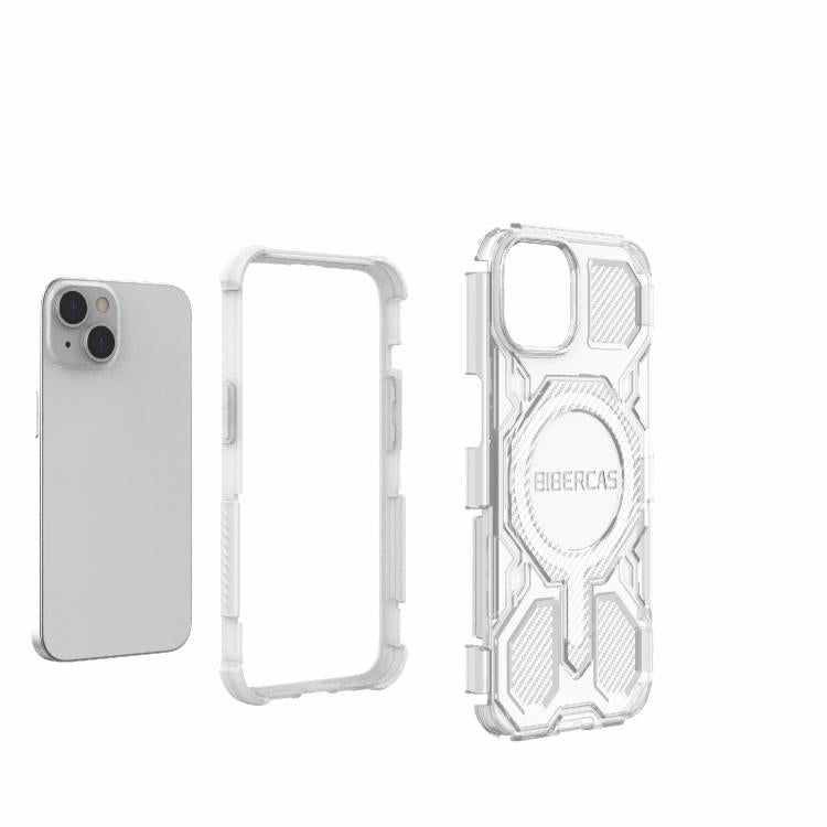 For iPhone 13 / 14 BIBERCAS Transparent Color Series MagSafe Air Bag Shockproof Phone Case