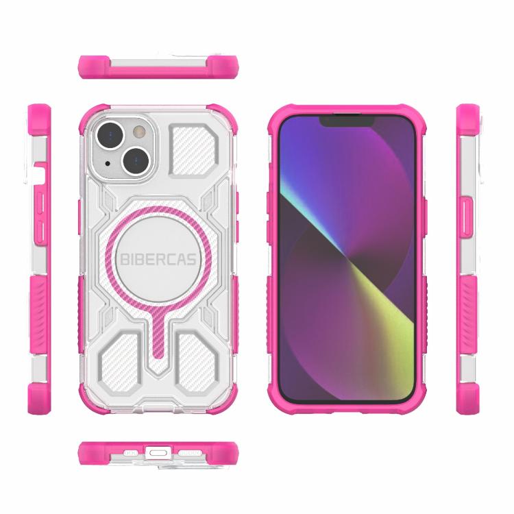 For iPhone 13 / 14 BIBERCAS Transparent Color Series MagSafe Air Bag Shockproof Phone Case