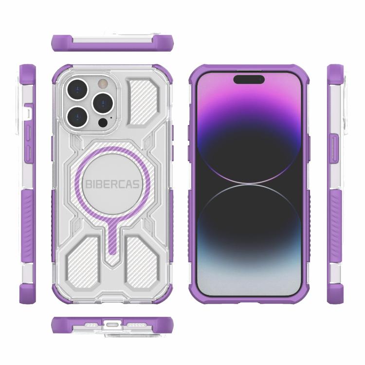 For iPhone 14 Pro Max BIBERCAS Transparent Color Series MagSafe Air Bag Shockproof Phone Case