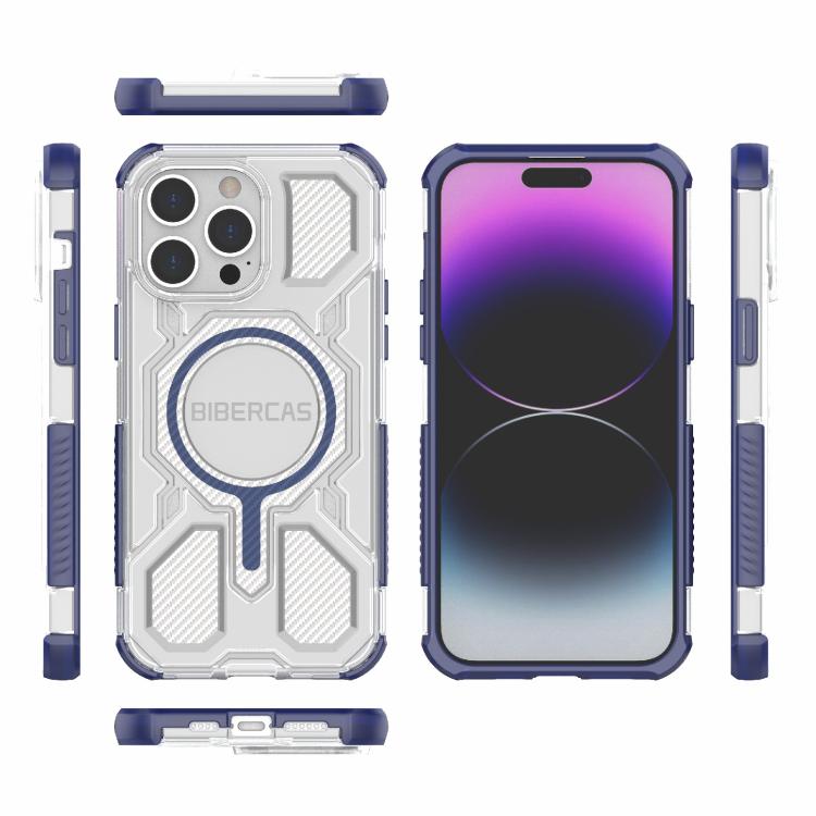 For iPhone 14 Pro Max BIBERCAS Transparent Color Series MagSafe Air Bag Shockproof Phone Case