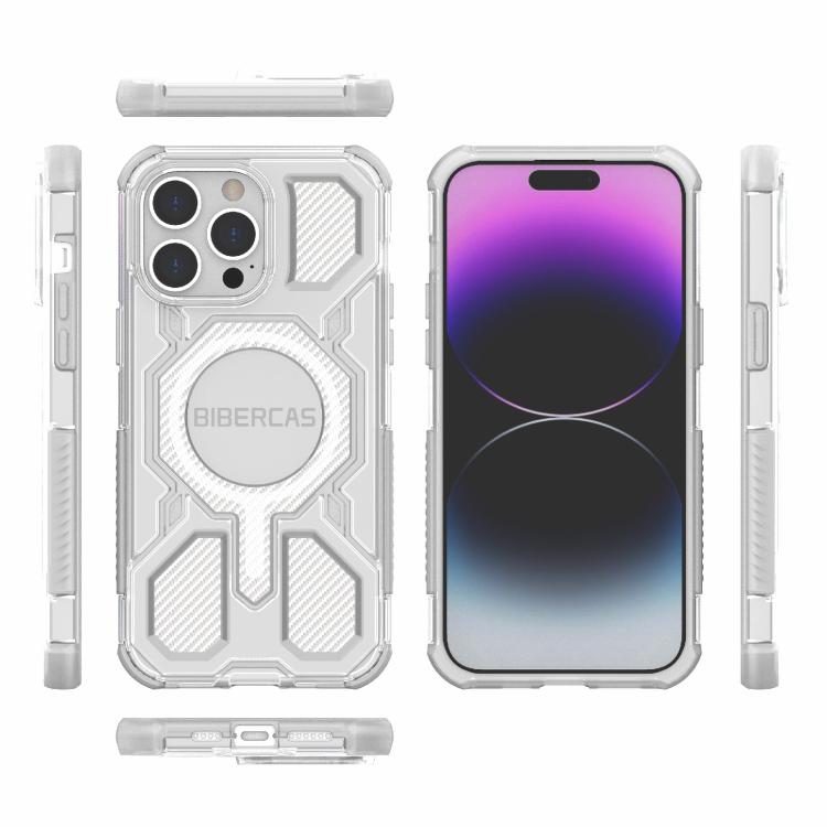 For iPhone 14 Pro Max BIBERCAS Transparent Color Series MagSafe Air Bag Shockproof Phone Case