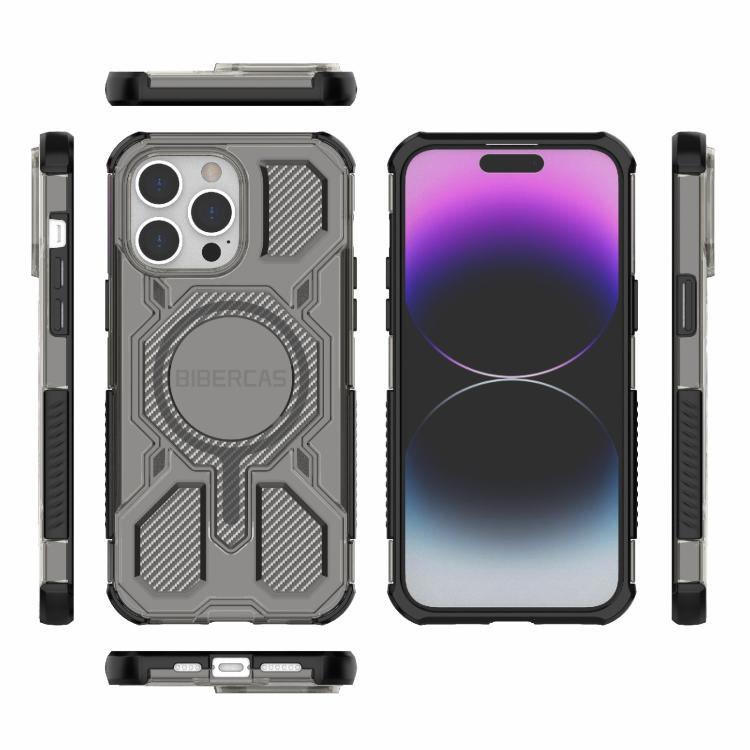 For iPhone 14 Pro Max BIBERCAS Transparent Color Series MagSafe Air Bag Shockproof Phone Case