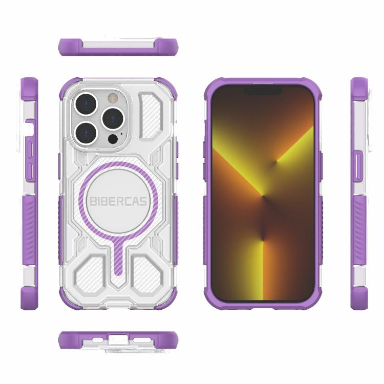 For iPhone 14 Pro BIBERCAS Transparent Color Series MagSafe Air Bag Shockproof Phone Case