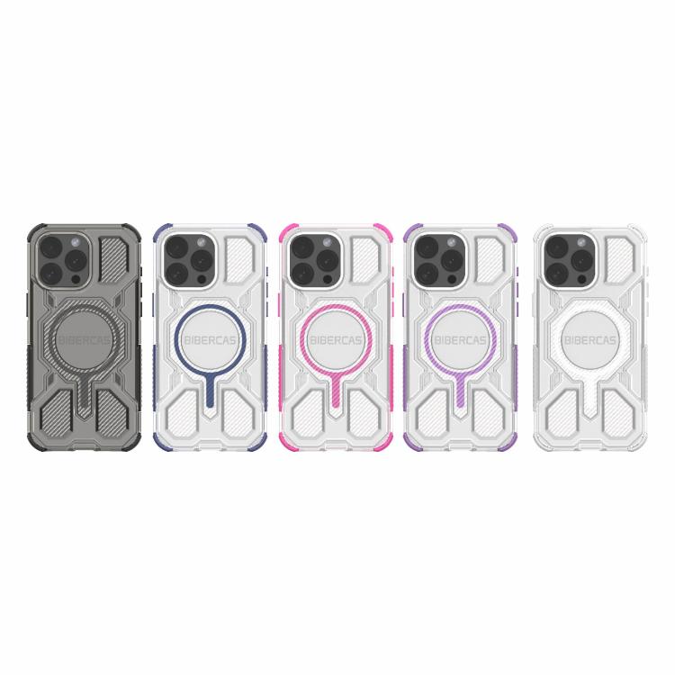 For iPhone 15 Pro Max BIBERCAS Transparent Color Series MagSafe Air Bag Shockproof Phone Case