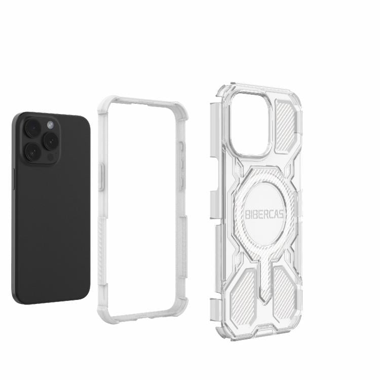 For iPhone 15 Pro Max BIBERCAS Transparent Color Series MagSafe Air Bag Shockproof Phone Case