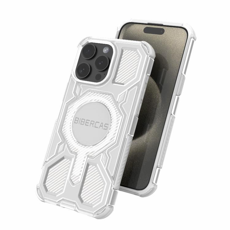 For iPhone 15 Pro Max BIBERCAS Transparent Color Series MagSafe Air Bag Shockproof Phone Case