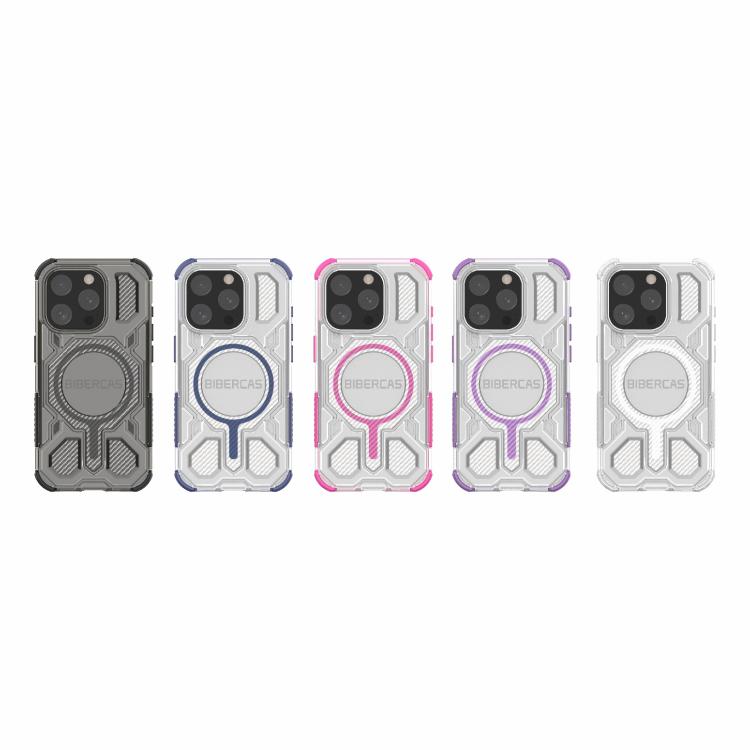 For iPhone 15 Pro BIBERCAS Transparent Color Series MagSafe Air Bag Shockproof Phone Case