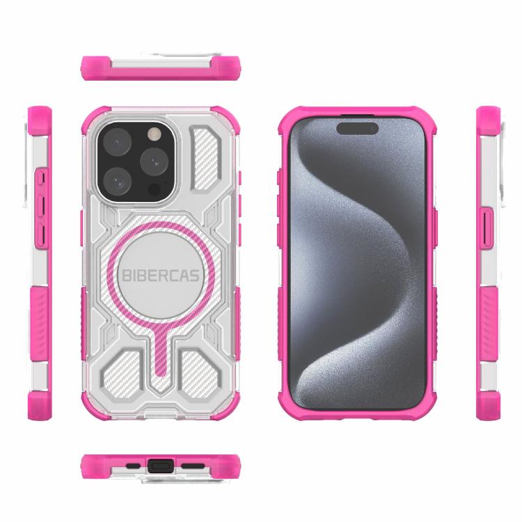 For iPhone 15 Pro BIBERCAS Transparent Color Series MagSafe Air Bag Shockproof Phone Case