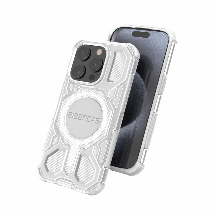 For iPhone 15 Pro BIBERCAS Transparent Color Series MagSafe Air Bag Shockproof Phone Case