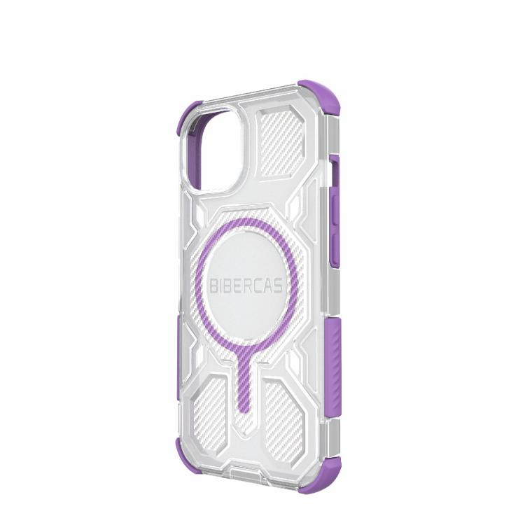 For iPhone 15 BIBERCAS Transparent Color Series MagSafe Air Bag Shockproof Phone Case