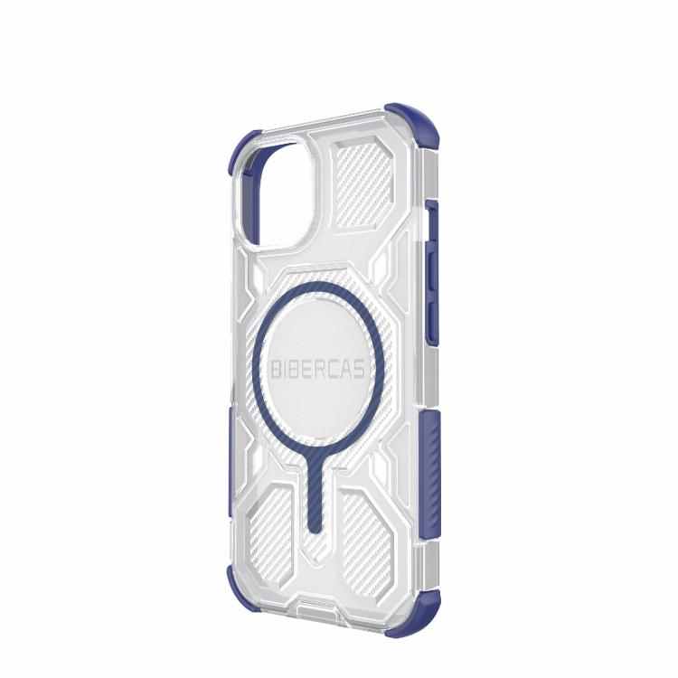 For iPhone 15 BIBERCAS Transparent Color Series MagSafe Air Bag Shockproof Phone Case