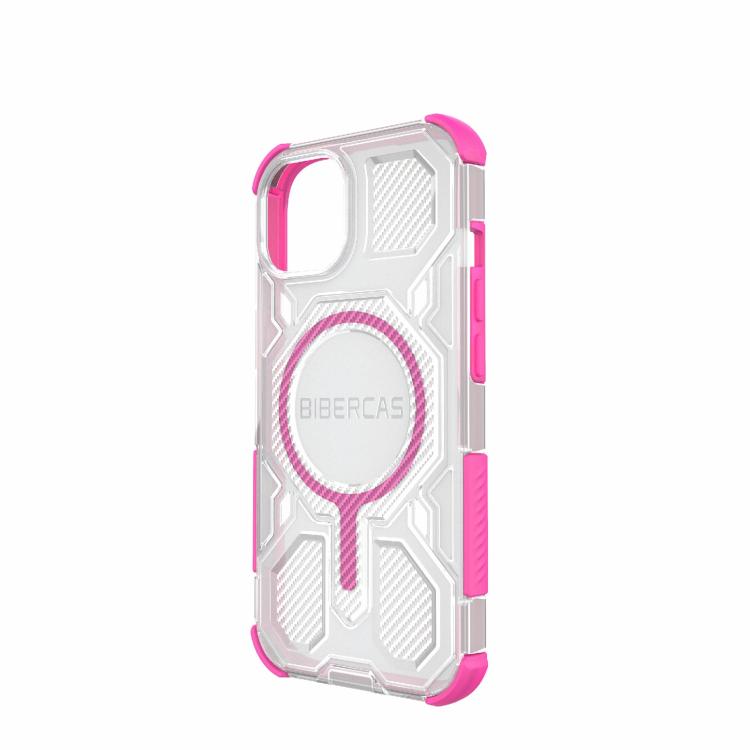 For iPhone 15 BIBERCAS Transparent Color Series MagSafe Air Bag Shockproof Phone Case