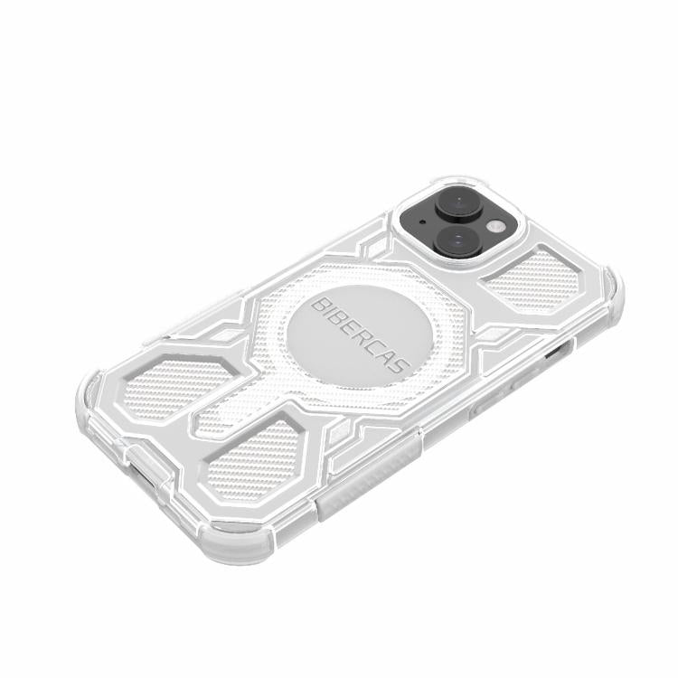 For iPhone 15 BIBERCAS Transparent Color Series MagSafe Air Bag Shockproof Phone Case