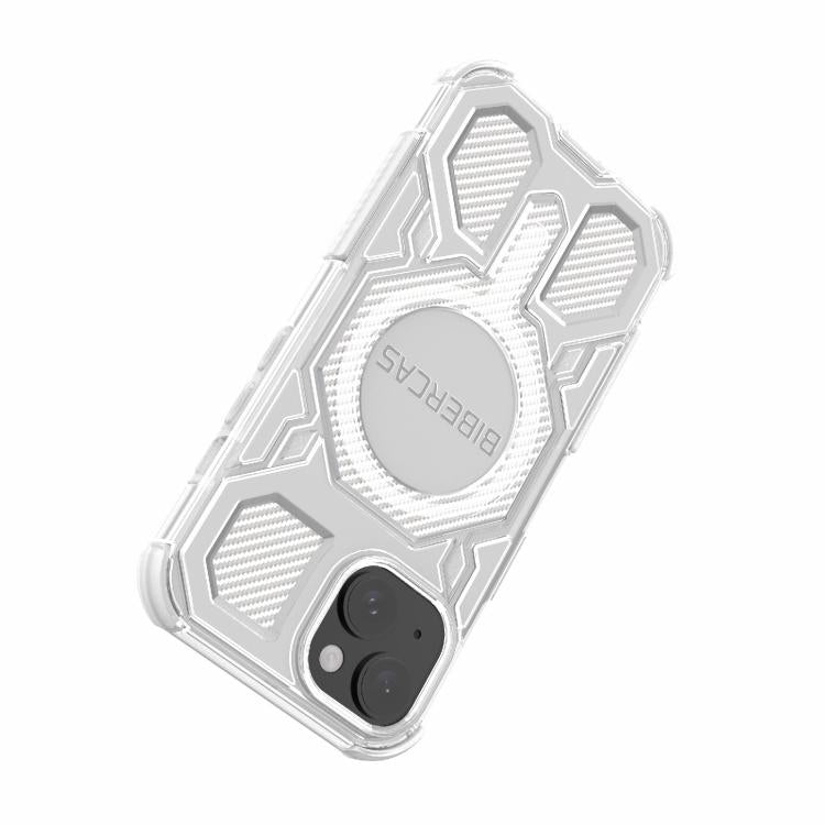 For iPhone 15 BIBERCAS Transparent Color Series MagSafe Air Bag Shockproof Phone Case