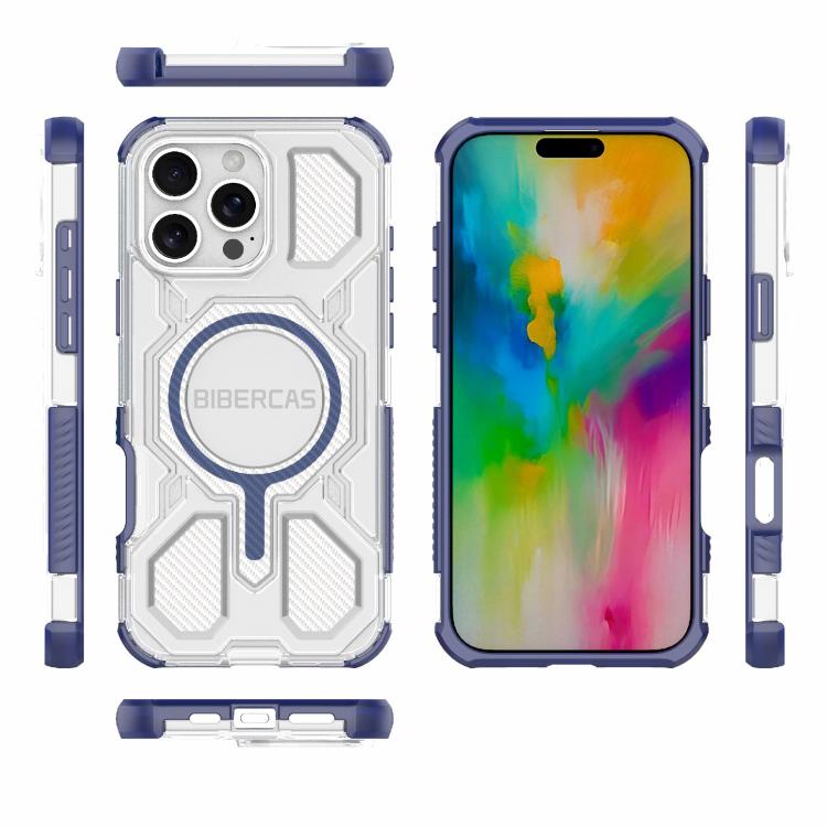 For iPhone 16 Pro Max BIBERCAS Transparent Color Series MagSafe Air Bag Shockproof Phone Case