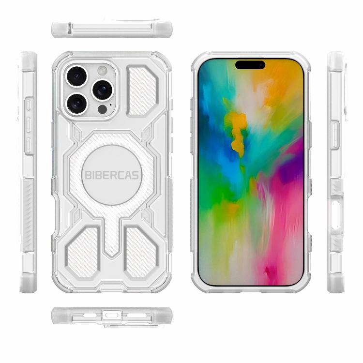 For iPhone 16 Pro Max BIBERCAS Transparent Color Series MagSafe Air Bag Shockproof Phone Case