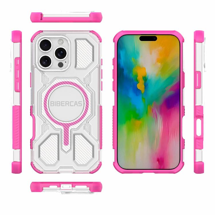 For iPhone 16 Pro Max BIBERCAS Transparent Color Series MagSafe Air Bag Shockproof Phone Case