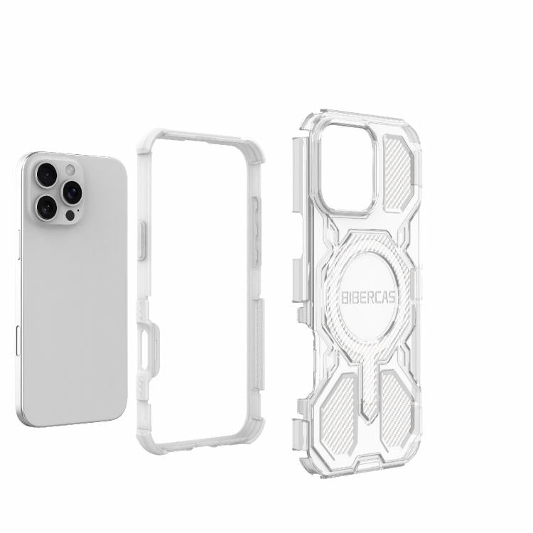 For iPhone 16 Pro Max BIBERCAS Transparent Color Series MagSafe Air Bag Shockproof Phone Case