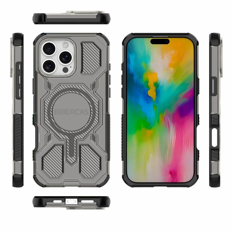 For iPhone 16 Pro Max BIBERCAS Transparent Color Series MagSafe Air Bag Shockproof Phone Case