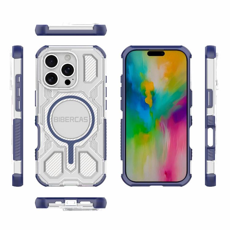 For iPhone 16 Pro BIBERCAS Transparent Color Series MagSafe Air Bag Shockproof Phone Case
