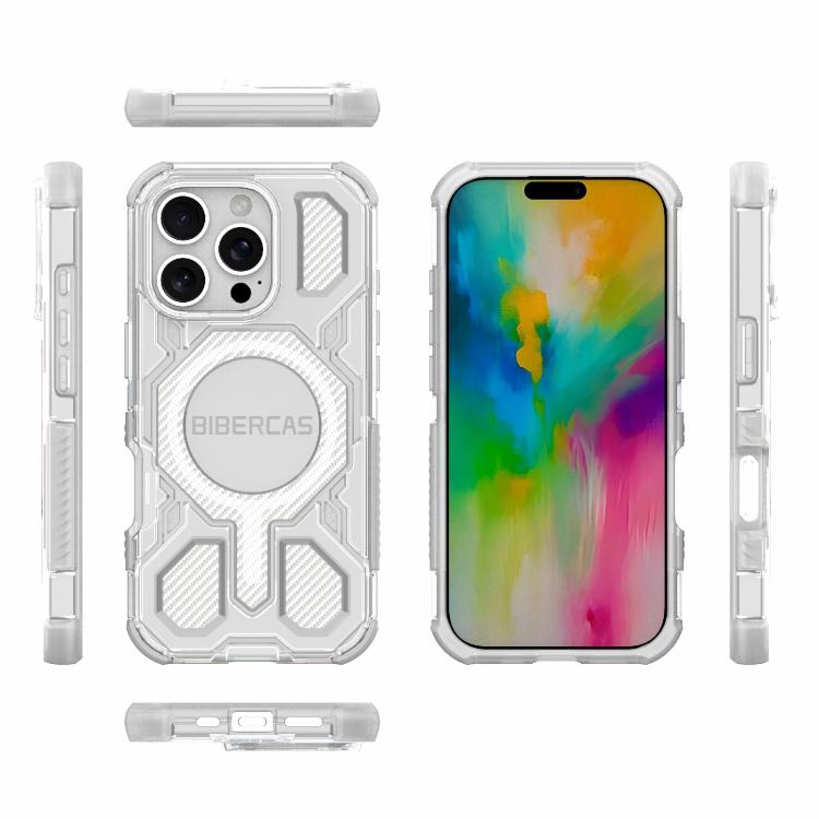 For iPhone 16 Pro BIBERCAS Transparent Color Series MagSafe Air Bag Shockproof Phone Case