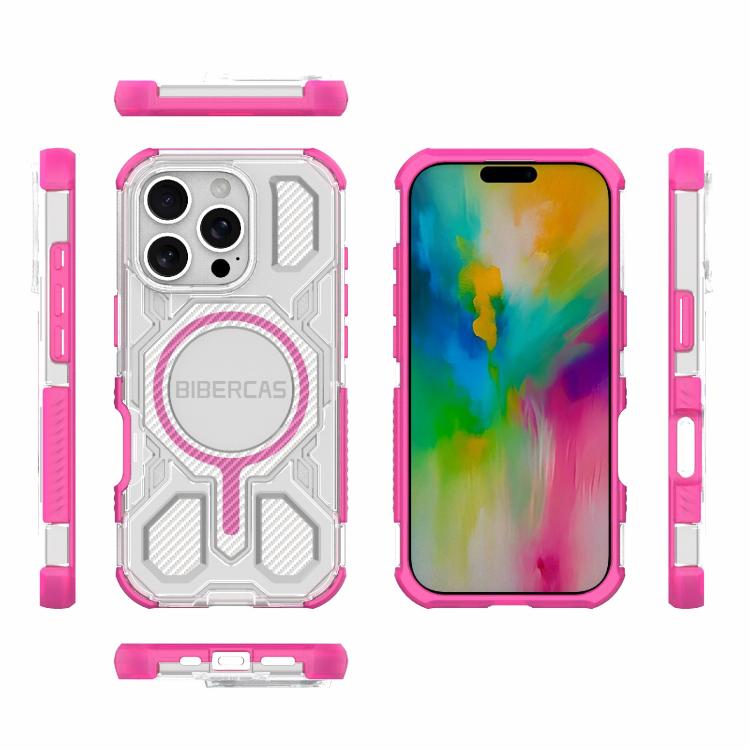 For iPhone 16 Pro BIBERCAS Transparent Color Series MagSafe Air Bag Shockproof Phone Case