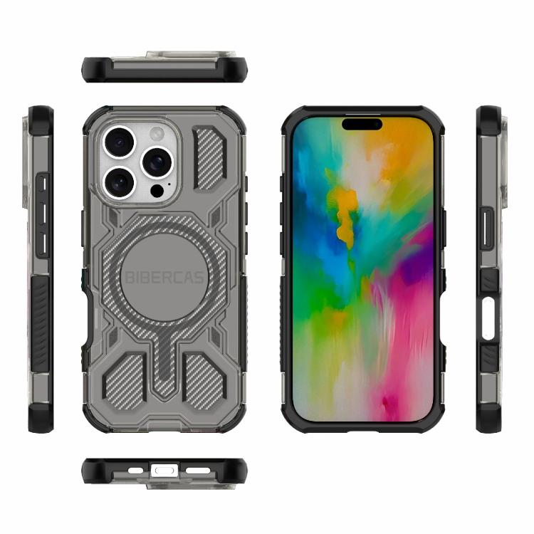 For iPhone 16 Pro BIBERCAS Transparent Color Series MagSafe Air Bag Shockproof Phone Case