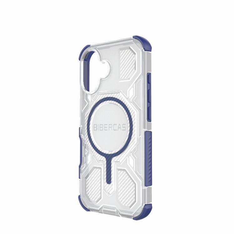 For iPhone 16 BIBERCAS Transparent Color Series MagSafe Air Bag Shockproof Phone Case