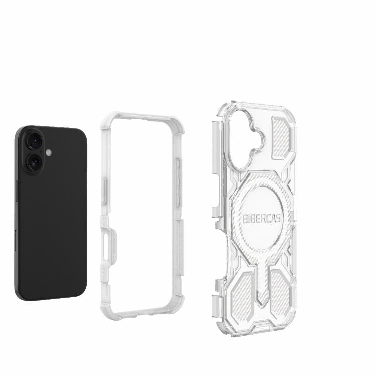 For iPhone 16 BIBERCAS Transparent Color Series MagSafe Air Bag Shockproof Phone Case