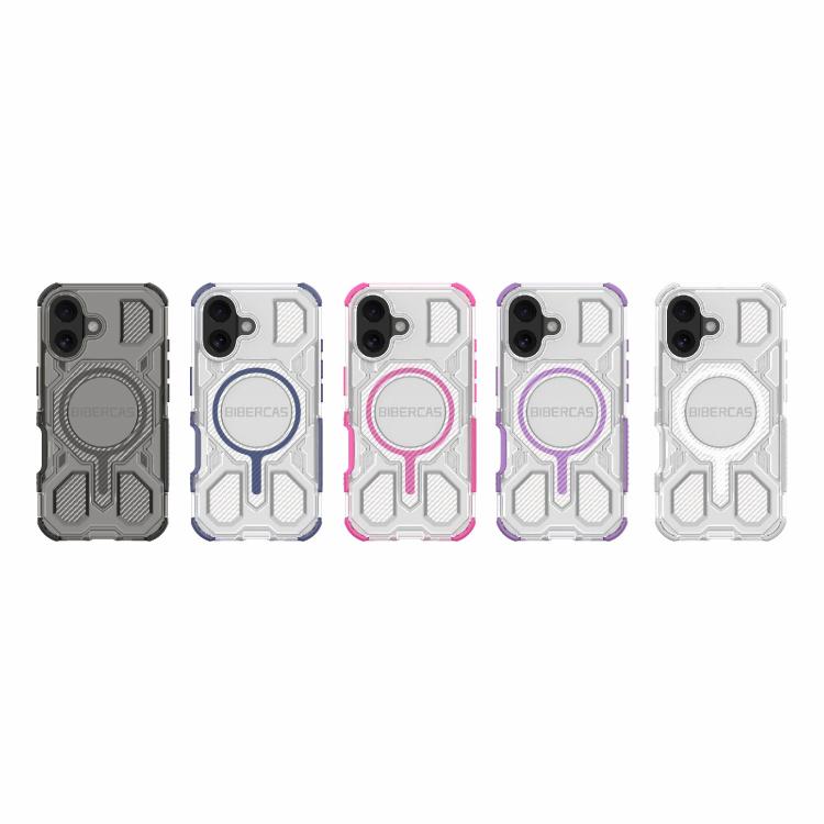 For iPhone 16 BIBERCAS Transparent Color Series MagSafe Air Bag Shockproof Phone Case