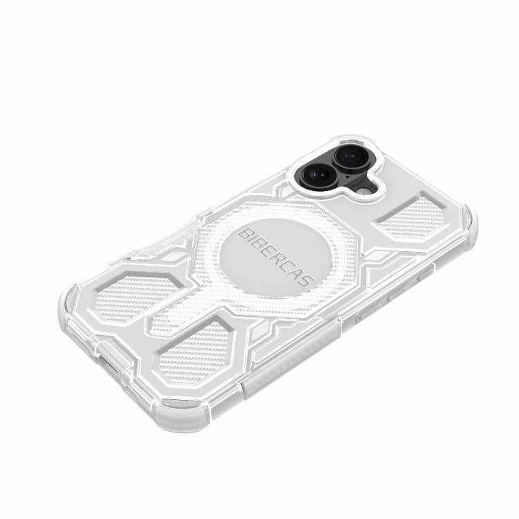 For iPhone 16 BIBERCAS Transparent Color Series MagSafe Air Bag Shockproof Phone Case