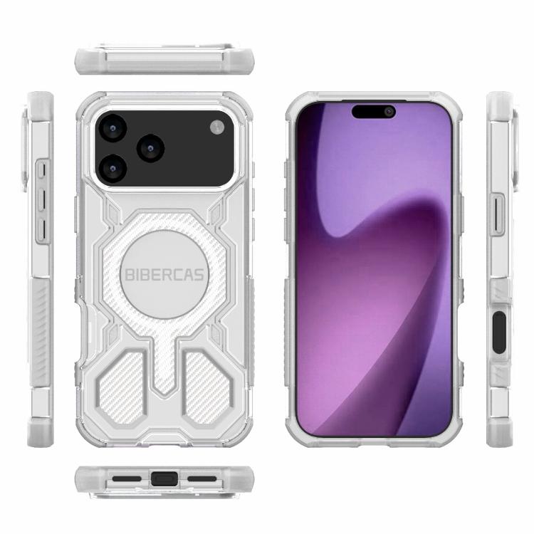 For iPhone 17 Pro Max BIBERCAS Transparent Color Series MagSafe Air Bag Shockproof Phone Case