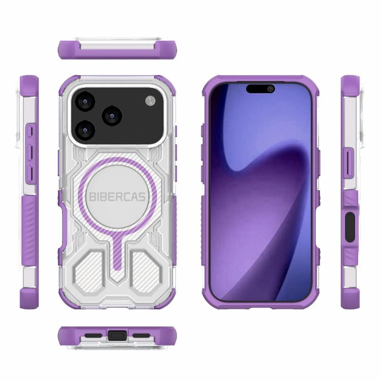 For iPhone 17 Pro BIBERCAS Transparent Color Series MagSafe Air Bag Shockproof Phone Case