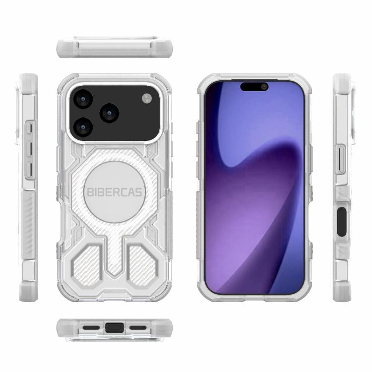 For iPhone 17 Pro BIBERCAS Transparent Color Series MagSafe Air Bag Shockproof Phone Case